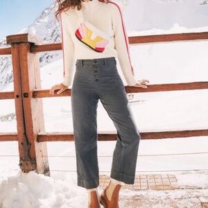 Marine Layer Bridget Corduroy Wide Leg Exposed Button Fly Pants | Size 6